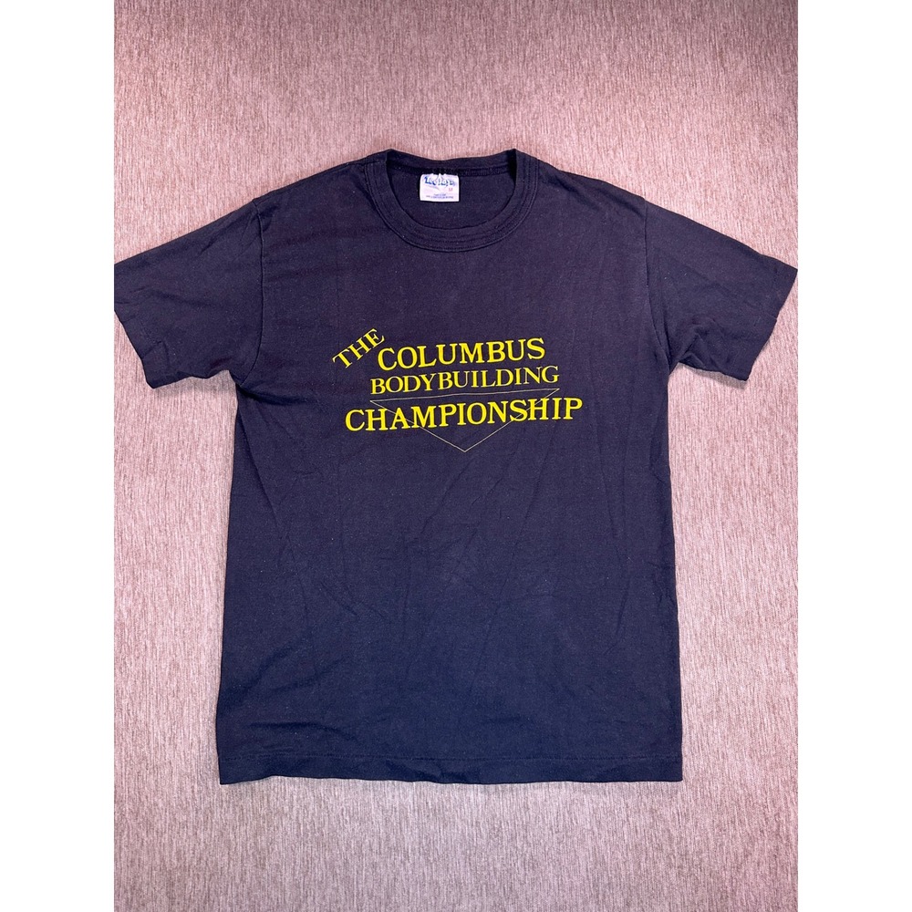 Vintage Tee Jays Columbus Bodybuilding Championship T-Shirt Navy Blue Medium